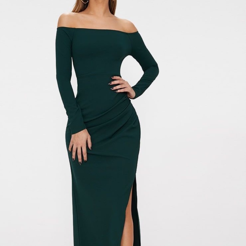 NWT Emerald Green Bardot Gown